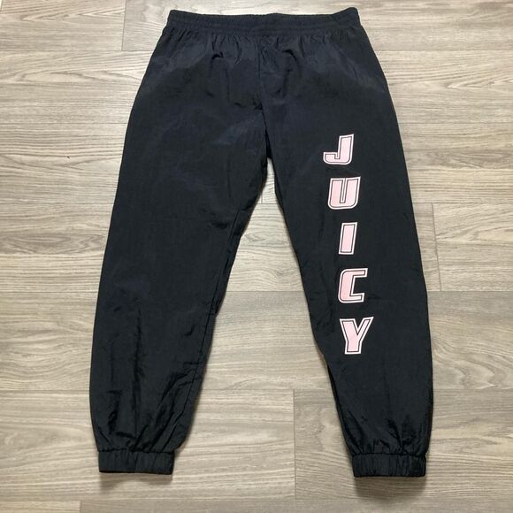 Vintage Y2K Style Juicy Couture Track Pants Black and Pink Size Large - Picture 1 of 8